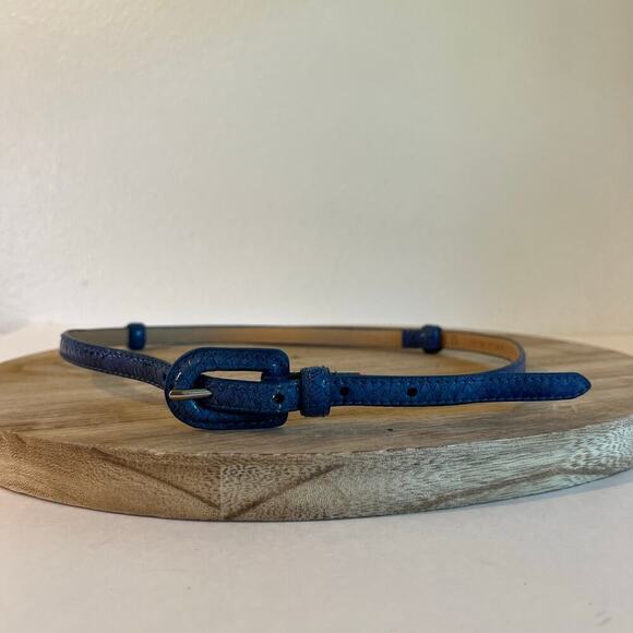 Blue Vegan Leather Adjustable Thin Skinny New York & Co Belt Size XS-Large - Picture 5 of 10